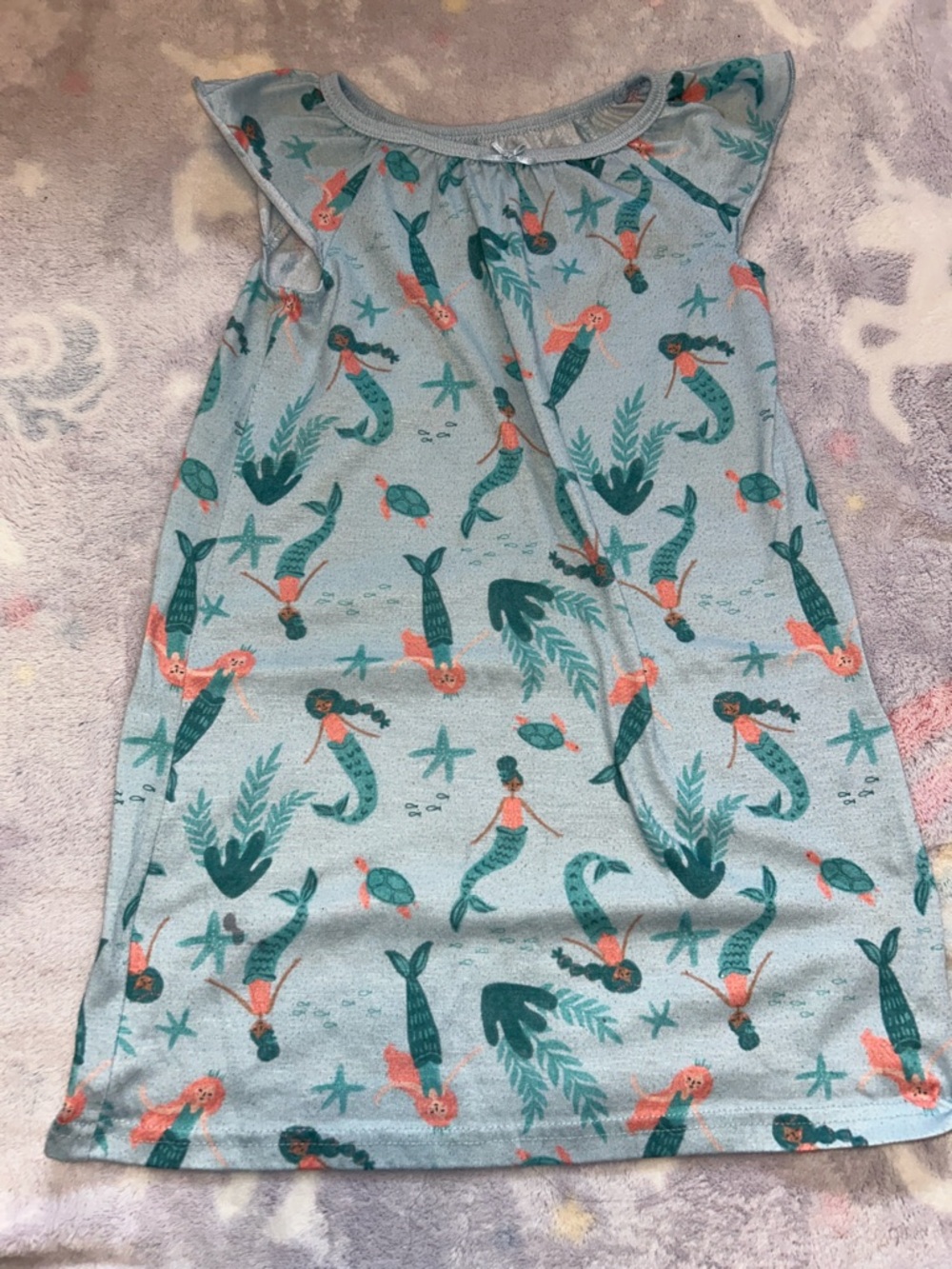 Carter's Light Blue Mermaid Print Nightgown with Teal and Coral Accents